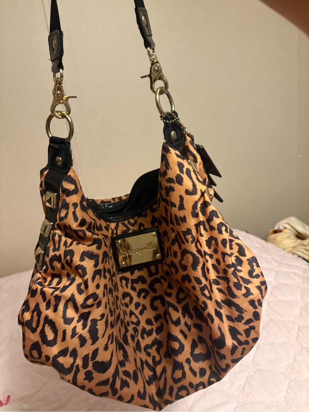 Betsey Johnson Leopard-Print Shoulder Bag - Tan & Black